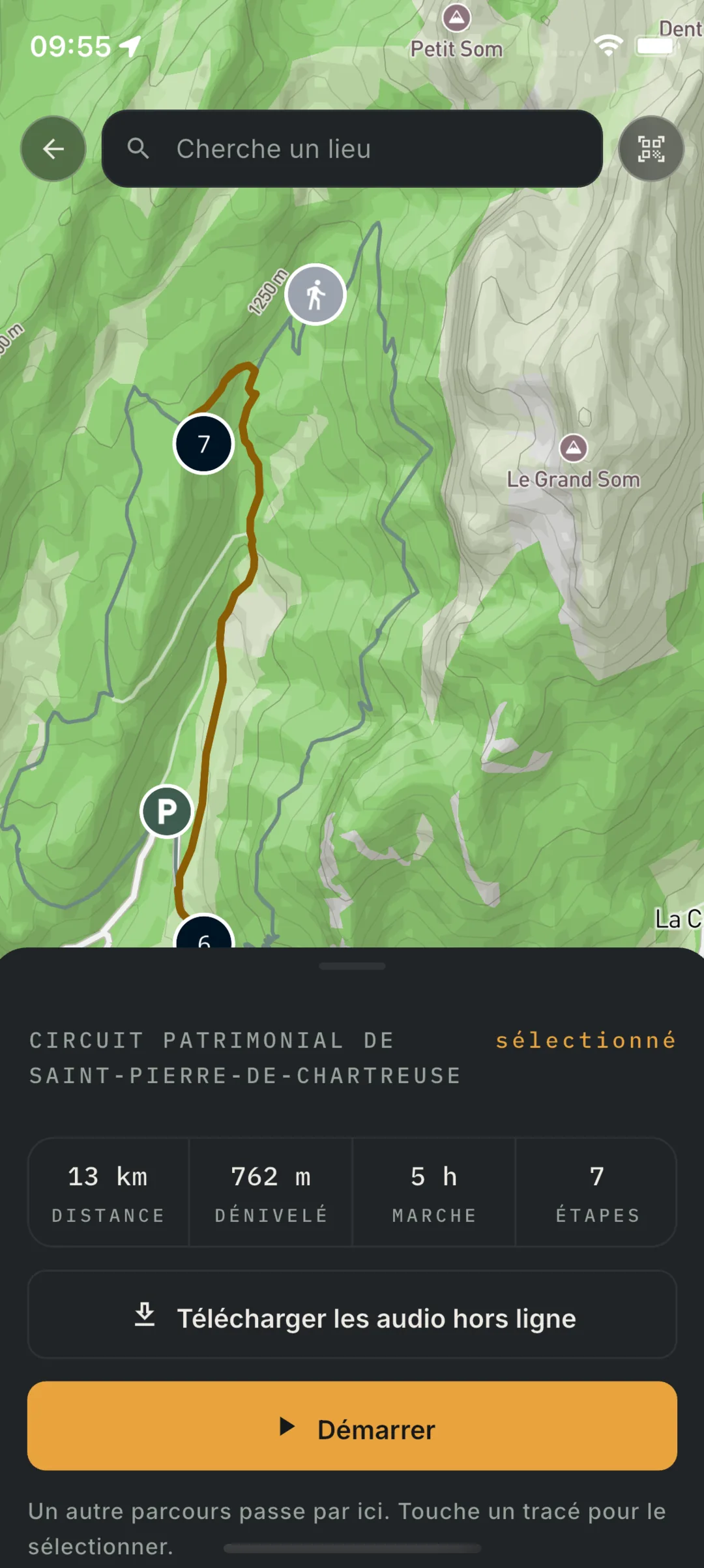 Carte du parcours avant le départ : tracé, distance, dénivelé, durée et nombre d'étapes